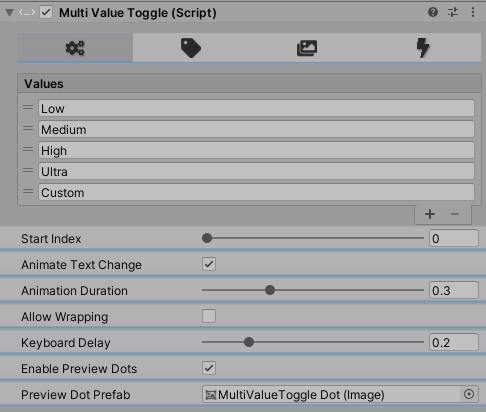 Multi-Value Toggle General Configuration